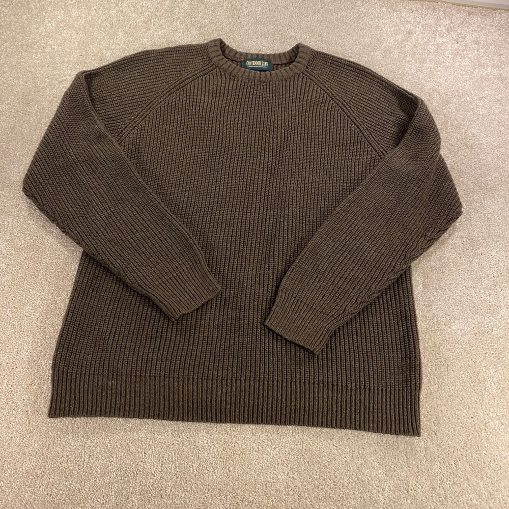 Outdoor Life Sweater Womens XL Brown Shaker Knit Raglan Crewneck‎